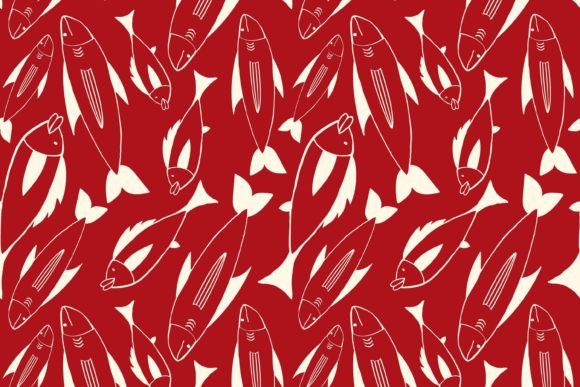 Download Red Pattern with Fishes - Red pattern Collection