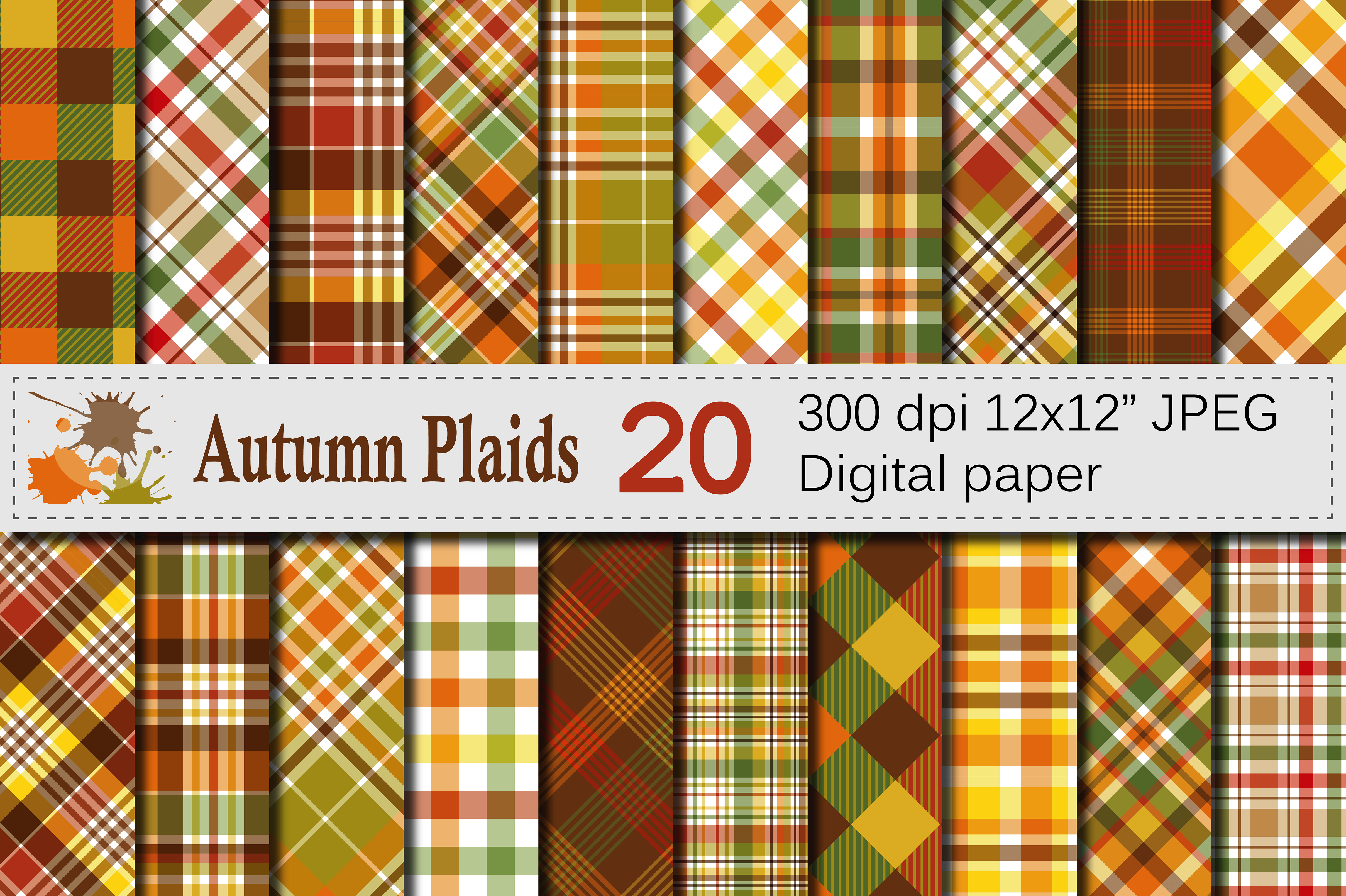 Download Autumn Plaid Digital Paper - Fall Plaid Backgrounds - Plaid background Collection