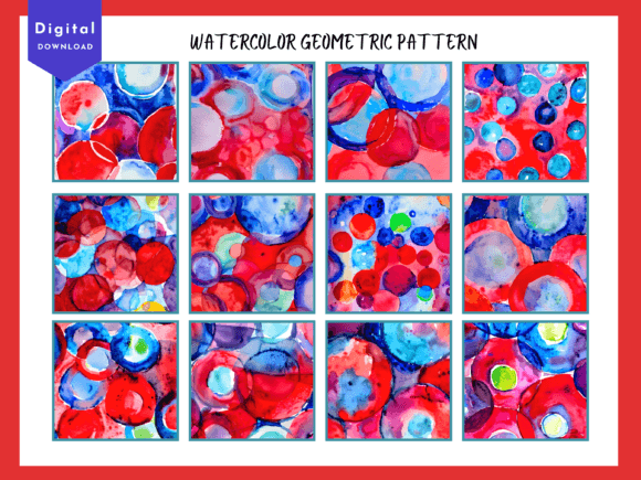 Download Watercolor Geometric Red Pattern 25 - Red pattern Collection