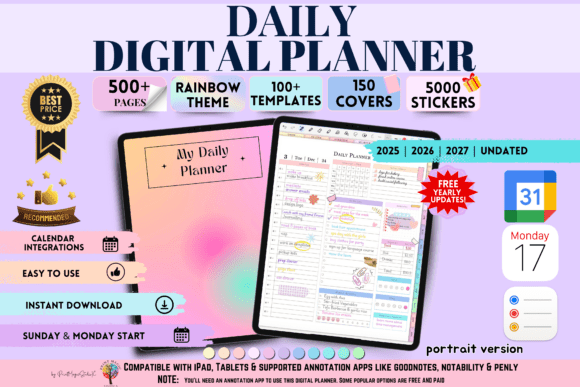 Download Daily Digital Planner (Portrait) - Digital planner Collection