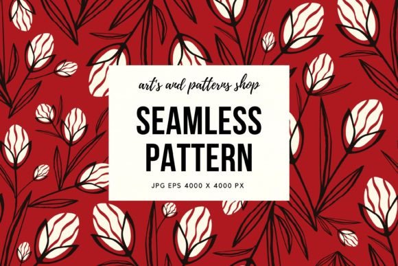 Download Red Pattern with Beige Flowers - Red pattern Collection