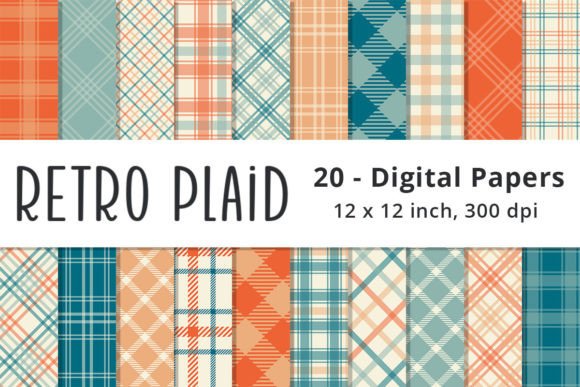 Download Retro Orange and Teal Plaid Backgrounds - Plaid background Collection
