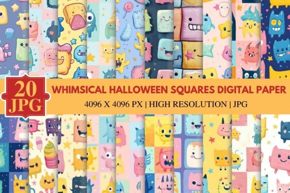 Download Whimsical Halloween Squares Digital Pape - Premium Resources